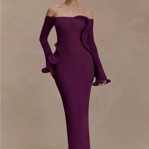 Elegant Off-Shoulder Plum Dress